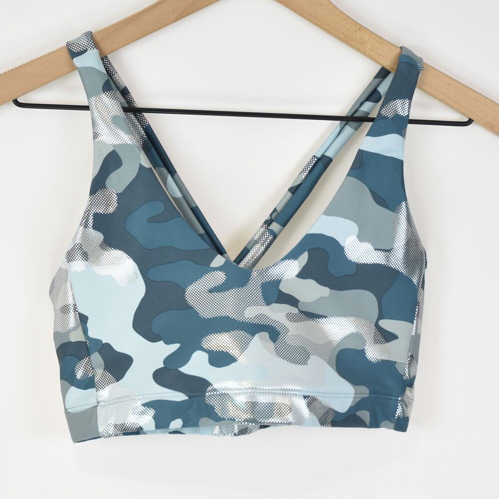 Carbon38 Metallic Camo Cross Back Sports Bra, Xs - image 1